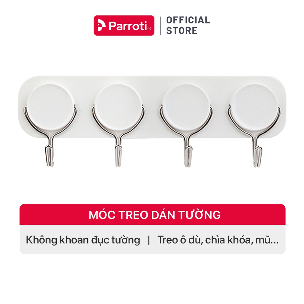 Móc treo dán tường thanh 4 trong 1, treo ô, chìa khóa, đồ dùng nhà bếp - Parroti Handy HD41