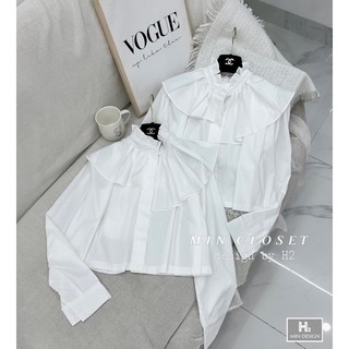ÁO SƠ MI CỔ BÈO TAY DÀI. Size S M