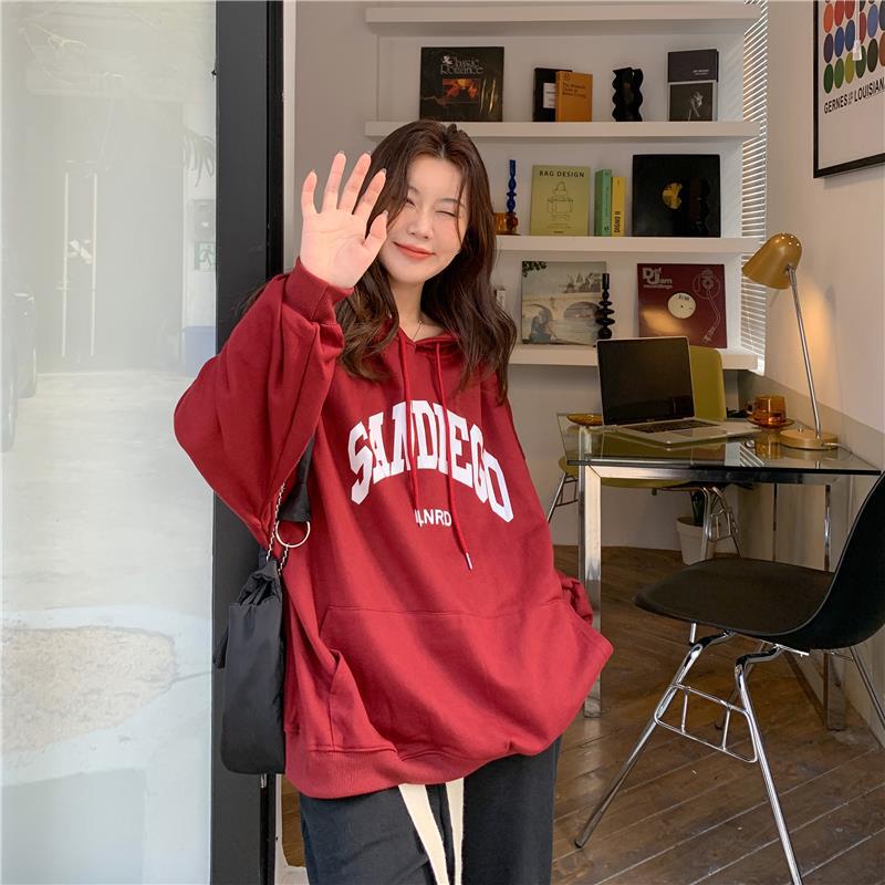 Áo Hoodie Dáng Rộng In Chữ Phong Cách Hàn Quốc Dễ Phối Đồ Cho Nữ