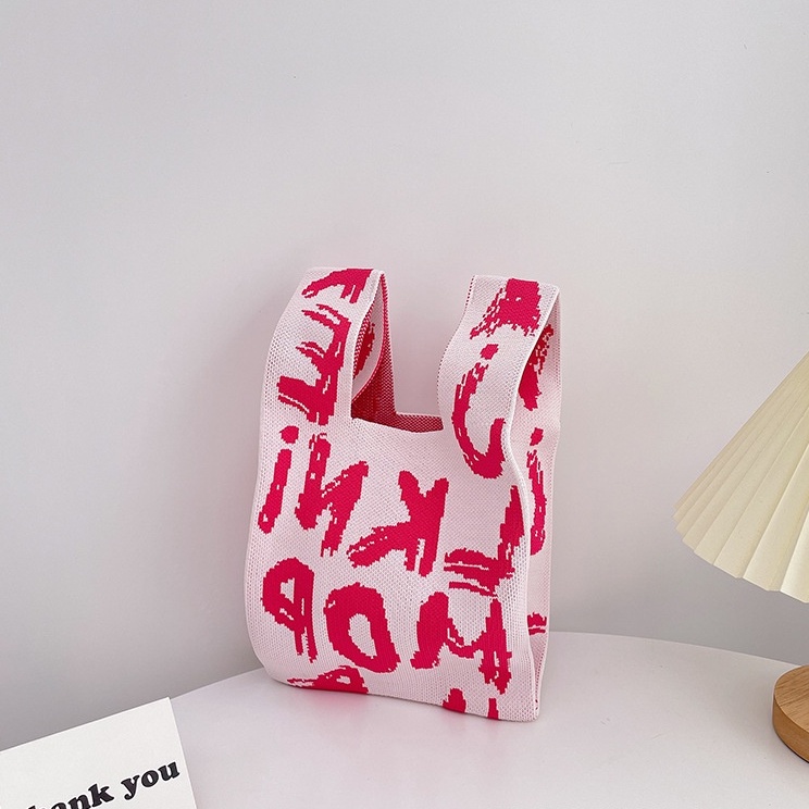 Túi Đeo Vai Đan Len Họa Tiết Sọc Caro Thời Trang Cho Nữ