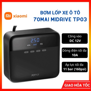 Bơm Lốp Ô Tô Mini Xiaomi 70Mai Midrive TP03 Chính Hãng Tự Động Ngắt