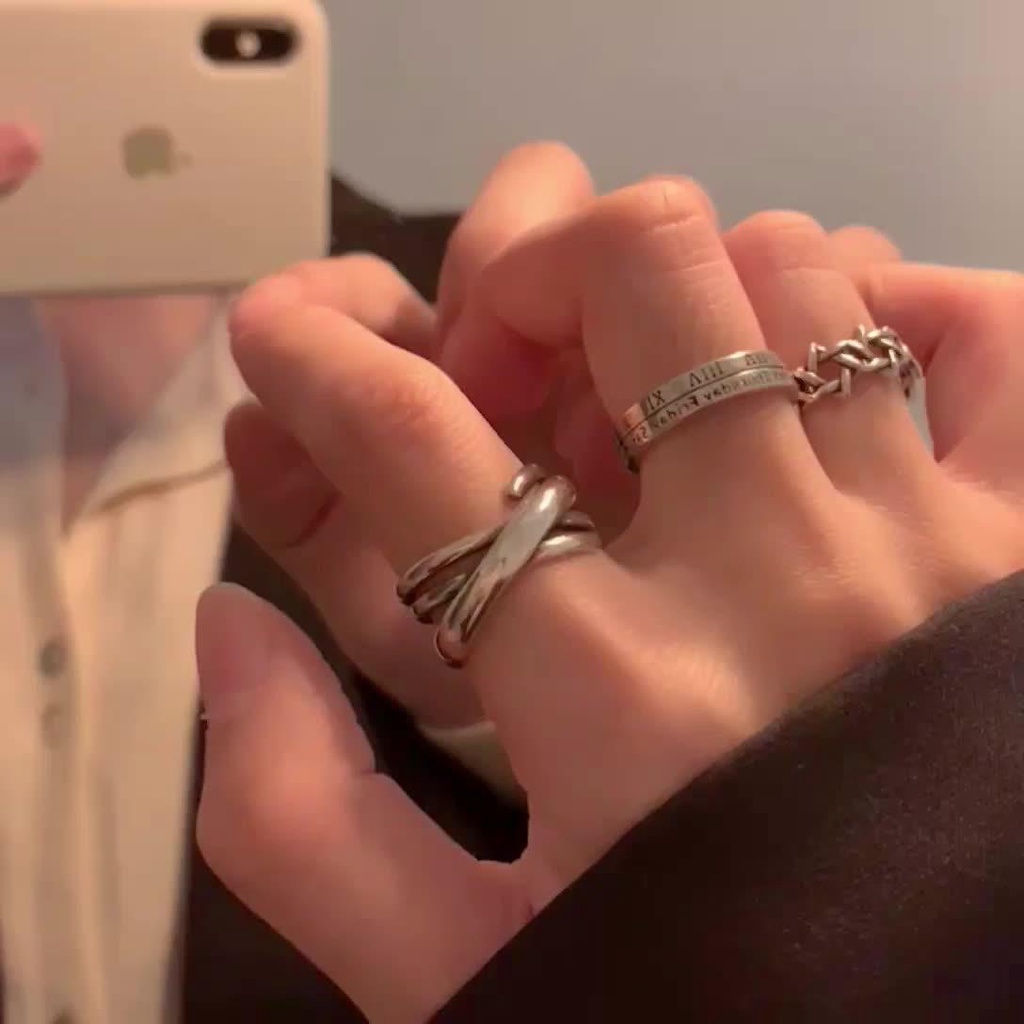 Happy-store ❤️ Bộ Nhẫn Hở Phong Cách Hip Hop Cổ Điển Cho Nữ