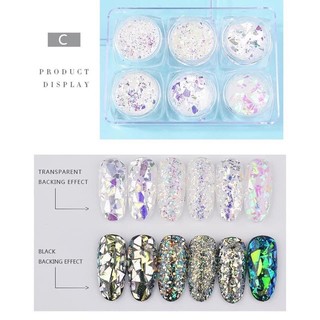 Set nhũ giấy trang trí móng ( set 6 hủ ) SALE