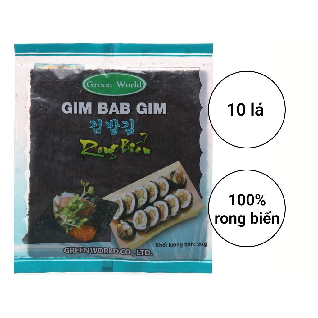 SET 5 Túi rong biển cuộn cơm Green World vị truyền thống 1000g - GREEN WORLD - 100% rong biển,50 lá