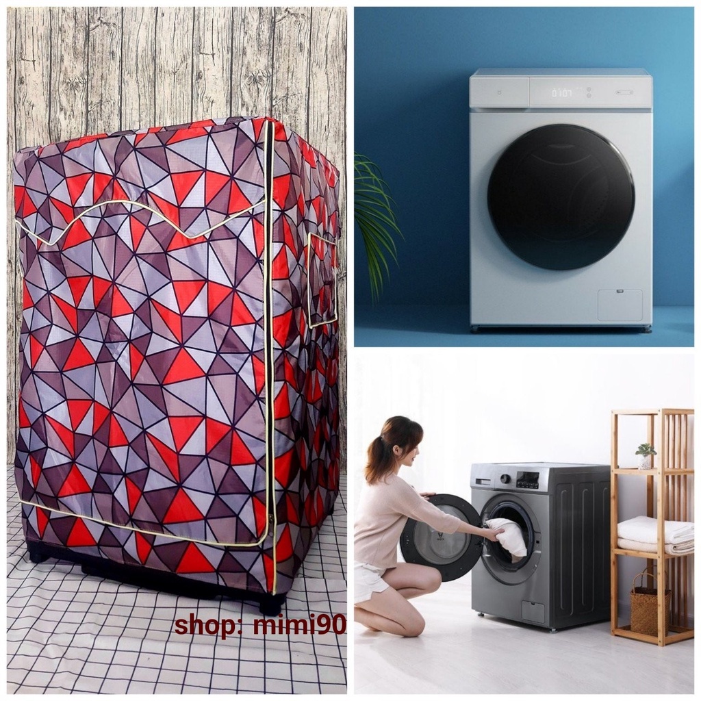 (Dành cho Dòng máy Samsung từ 8 - 21kg) Áo trùm máy giặt vải siêu dày, siêu bền dây - khóa kéo lớn, chống thấm nước