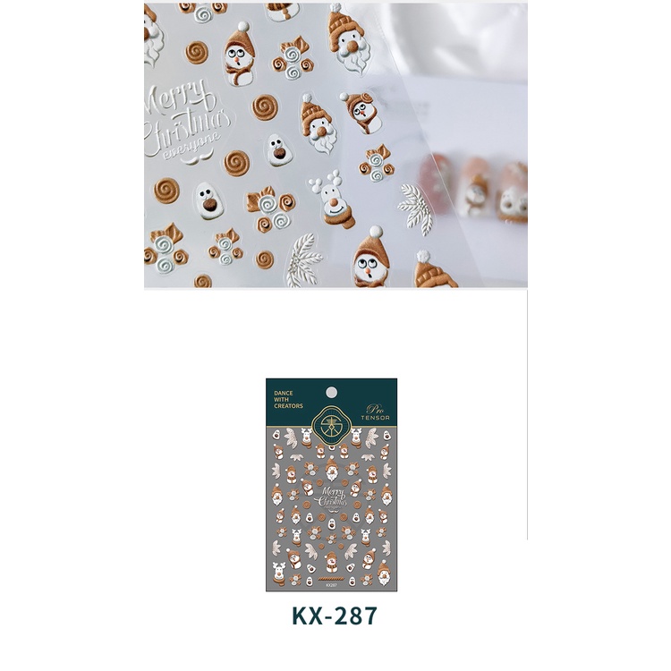 Miếng Dán Trang Trí Móng Tay Họa Tiết Người Tuyết Giáng Sinh 5D Xinh Xắn KX-287