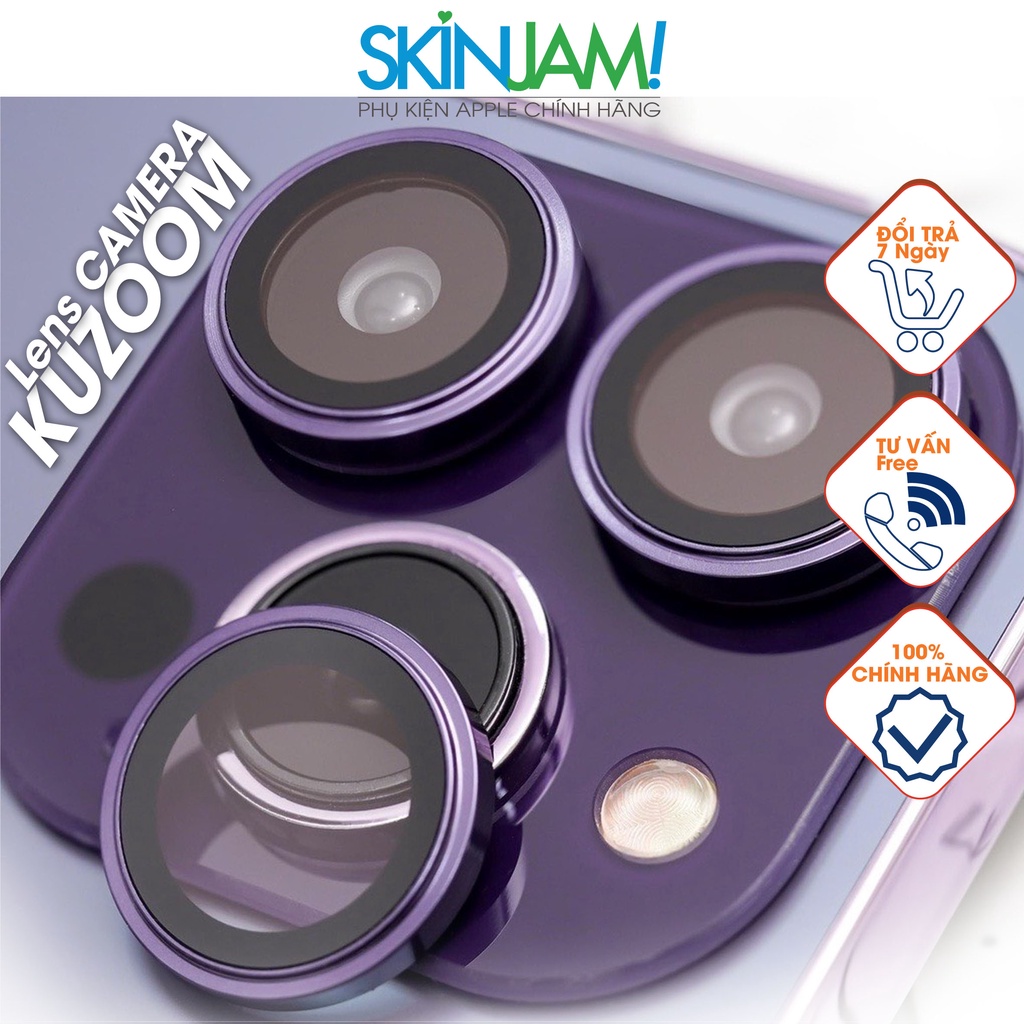 Lens Camera KUZOOM iP 15 Loại 2 Tầng Dán 3 Mắt Bảo Vệ Camera Có Khung Trợ Dán iP 15Promax/ 15Pro/ 15Plus Đến 13Promax