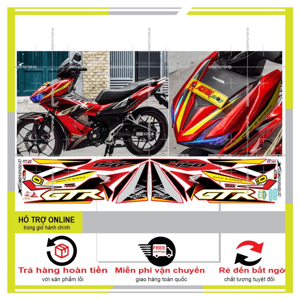 {SÀI GÒN-FREE SHIP] TEM RỜI WINNER X GTR DECAL 46 ĐỎ ĐEN