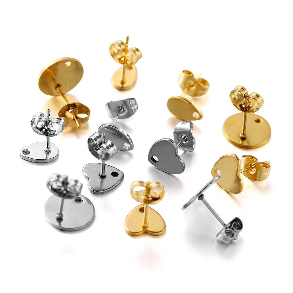 10 Hoa tai ST.KUNKKA titan màu vàng nhạt/ bạc chống rỉ sét lâu phai phong cách Hàn Quốc tùy chọn kiểu dáng cho nữ