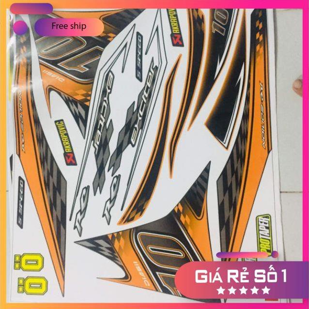 FREE SHIP + QUÀ TẶNG Tem rời xe Exciter số 10 cam đen