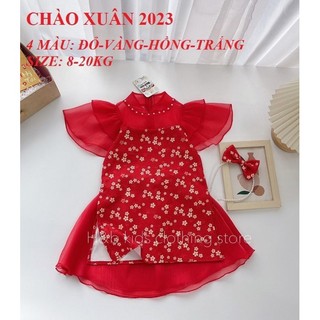 Áo dài cách tân màu đỏ bé gái - Áo dài cách tân màu vàng bé gái - Áo dài cách tân màu hồng- Áo dài cách tân màu trắng bé