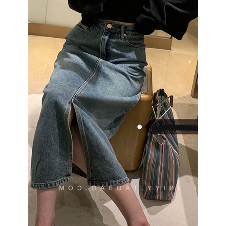 Chân váy jean Chữ a Lưng Cao Phong Cách retro Dành Cho Nữ xs
