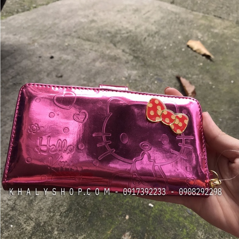 Bóp ví tiền cầm tay đựng điện thoại da bóng mềm hình Hello Kitty màu hồng cho bé gái, bạn nữ siêu đáng yêu🥰💑