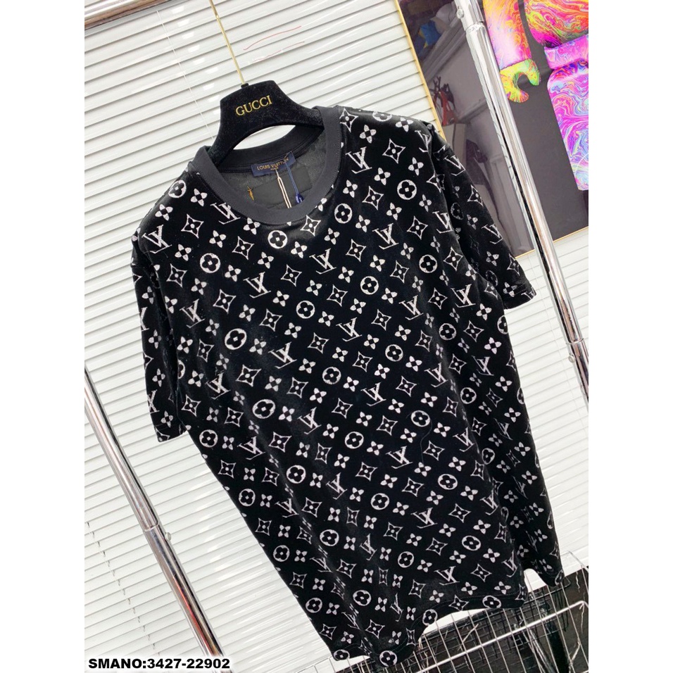 [Có video]Áo Thun Nam Họa Tiết LV cực Nét Chất Nhung Cực đẹp-Áo Phông Nam Nữ Cao Cấp