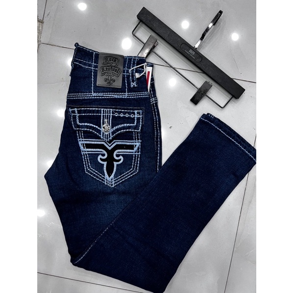 Quần JEANS nam rock chỉ nổi màu xanh đậm và nhạt