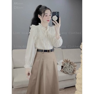 Áo sơ mi bèo nữ bo chun điệu đà 2t.unisex áo sơ mi điệu đà kiểu dáng tiểu thư chất đẹp dễ phối đồ cực hot P51