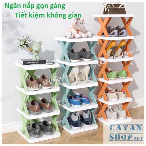 Kệ để giày dép 5 tầng chữ X thông minh có thể tháo lắp gấp gọn, kệ để đồ trang trí đa năng cao cấp (ngẫu nhiên)