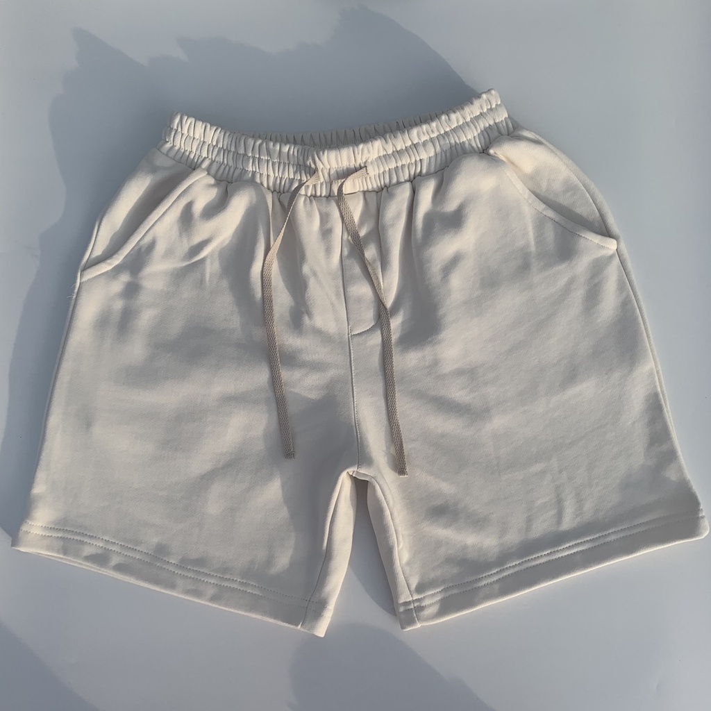 Quần short nỉ BACI màu trắng 100% Cotton cao cấp dày dặn đứng form