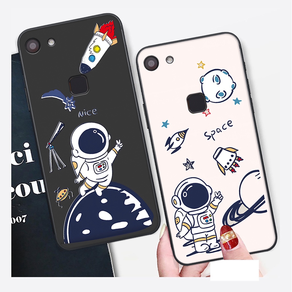 Ốp lưng Vivo V7 / V7 PLUS hình phi hành gia, Brown be@r , smile happy