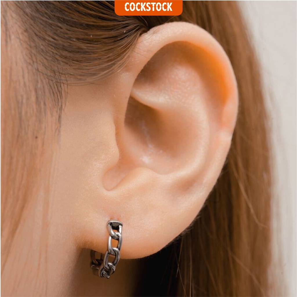 Khuyên tai vòng Twisted Chain Hoop Earring CockStock