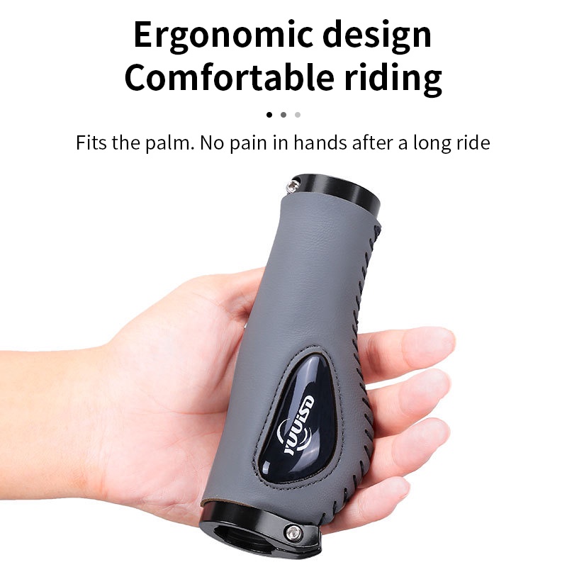 Tay Nắm Xe Đạp Leo Núi Bằng Da Bò + Silicon Dẻo Dài / Dài Tiện Dụng