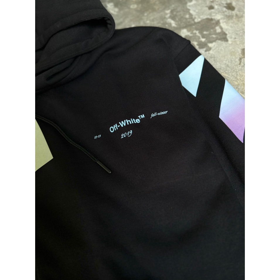 Áo Hoodie Zip Off White Gradient Phối Màu Chất Áo Nỉ Bông Chính Phẩm Dày Dặn 800-900 gram Form Âu