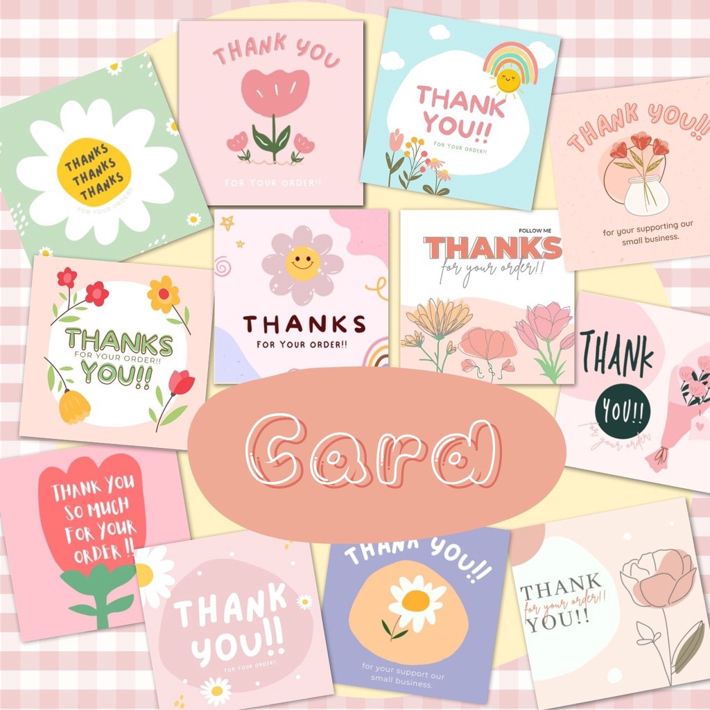 Card cảm ơn, thiệp cảm ơn, card thank you họa tiết đáng yêu, màu sắc tươi sáng nhiều mẫu