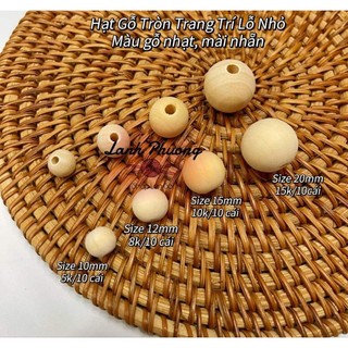 Hạt gỗ tròn trang trí đồ handmade lỗ nhỏ