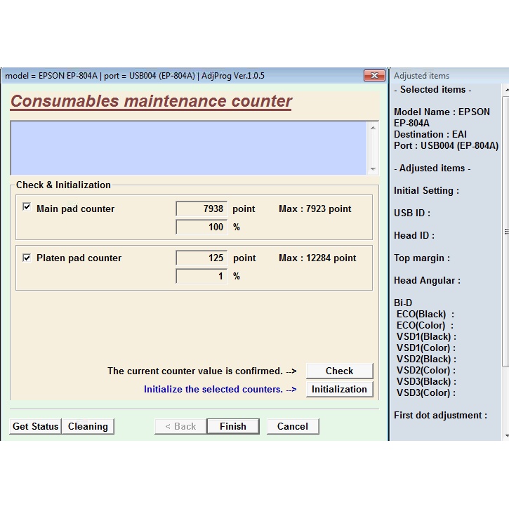 Key reset Epson EP-804A lỗi nháy 2 đèn, Reset máy in Epson 804A couter đếm máy in phun màu epson