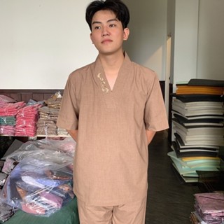 (NAM THUYỀN) đồ lam nam đi chùa, Quần áo lam Phật tử nam đi chùa mẫu TICI nam thuyền