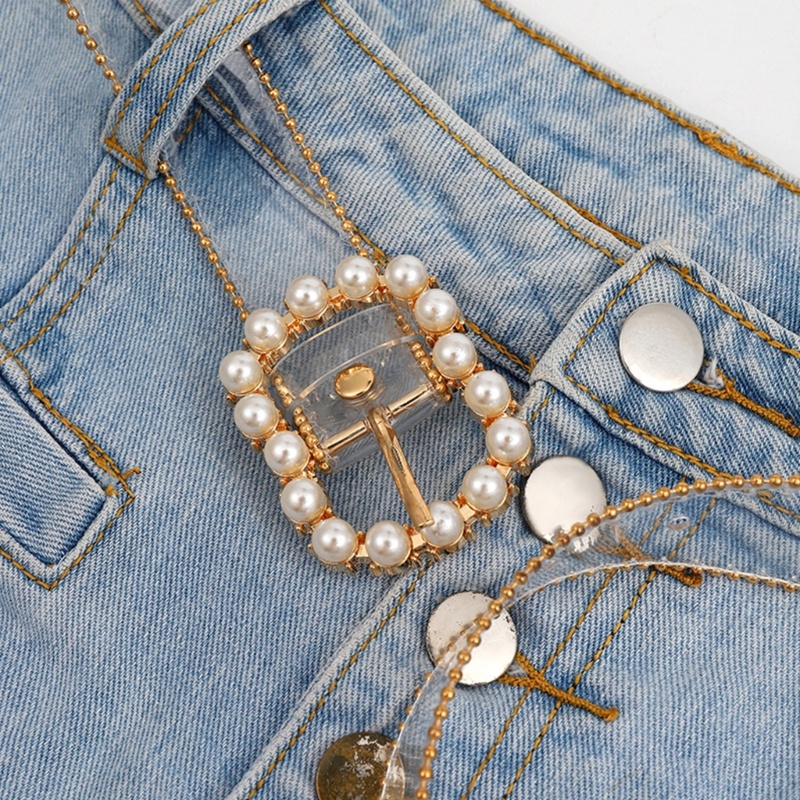 Thắt Lưng Đính Ngọc Trai Giả Trong Suốt Dễ Điều Chỉnh Thời Trang Cho Nữ