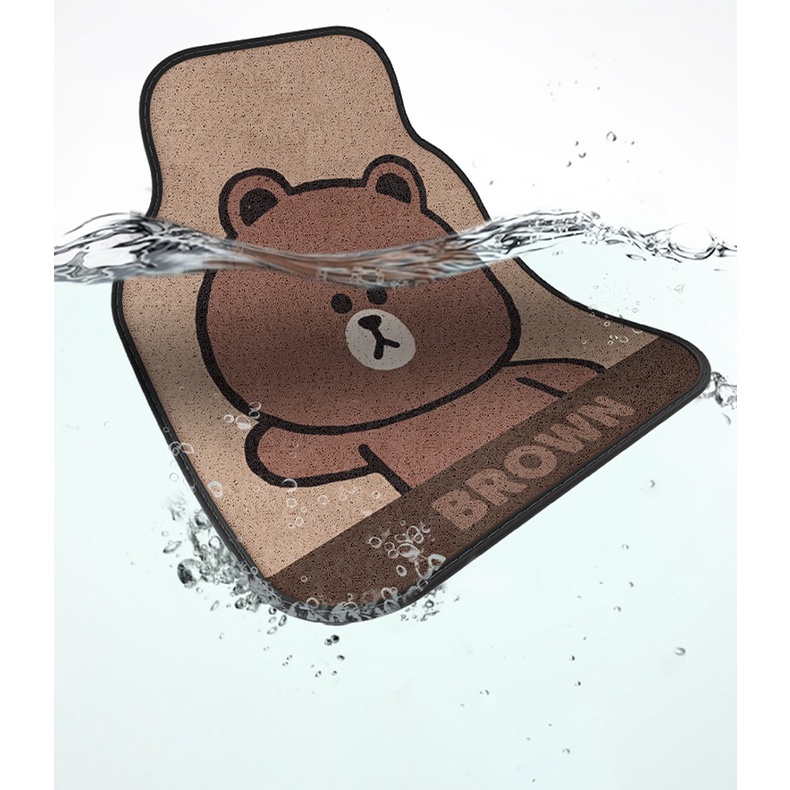 THẢM LÓT SÀN XE Ô TÔ HÌNH GẤU BROWN LINE FRIENDS DỄ THƯƠNG