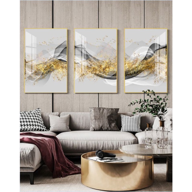Tranh tráng gương - treo tường - Gồm 3 bức kích thước 40x60