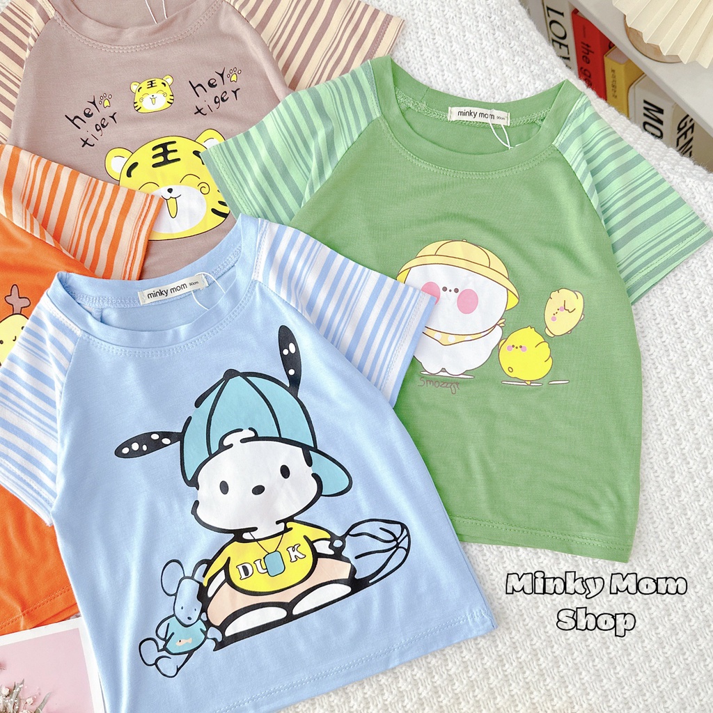 ☘SIZE ĐẠI☘ Bộ quần áo thun lạnh Minky Mom ngắn tay phối sọc 130 -180 loai 1