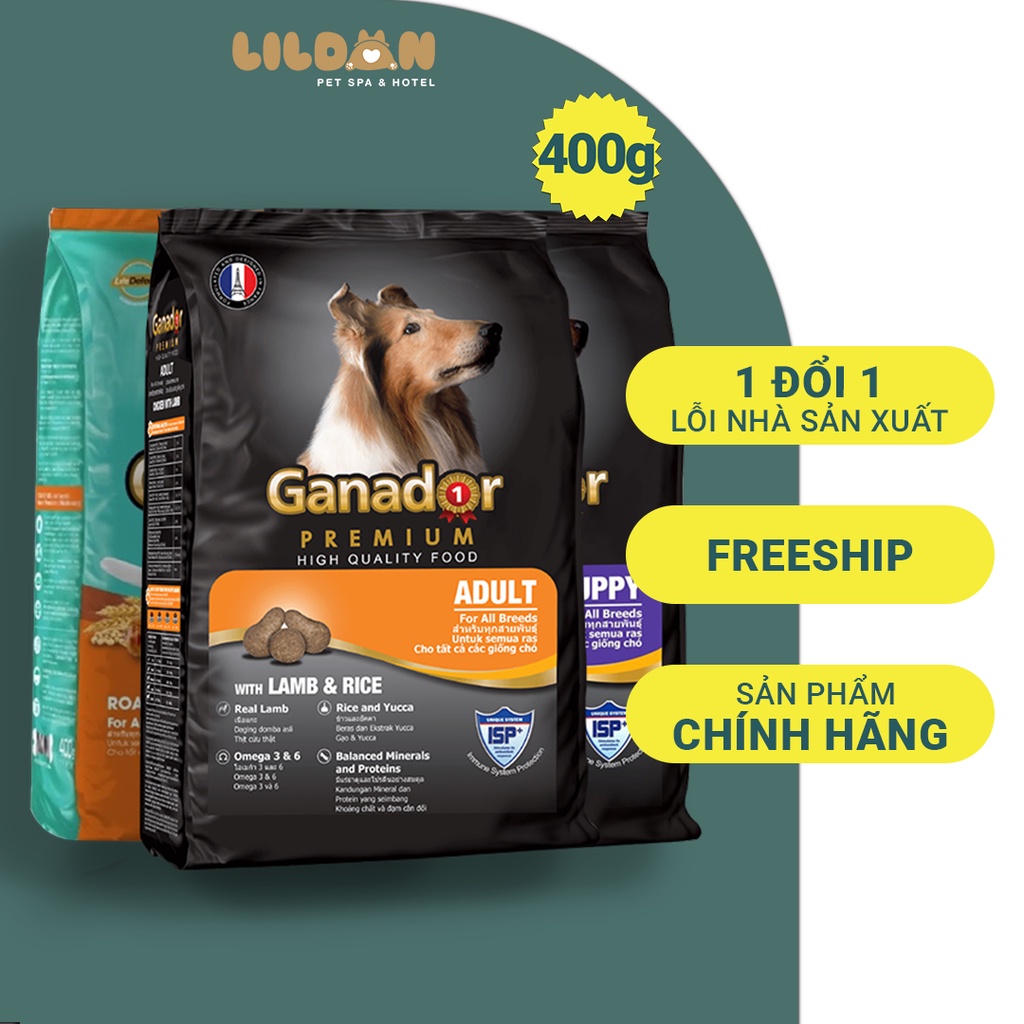 GANADOR (400g) Thức Ăn Hạt Cho Chó Con Và Chó Trưởng Thành Nhiều Vị