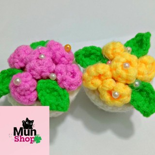 CHẬU HOA LEN MINI HANDMADE 6 HOA NHỎ