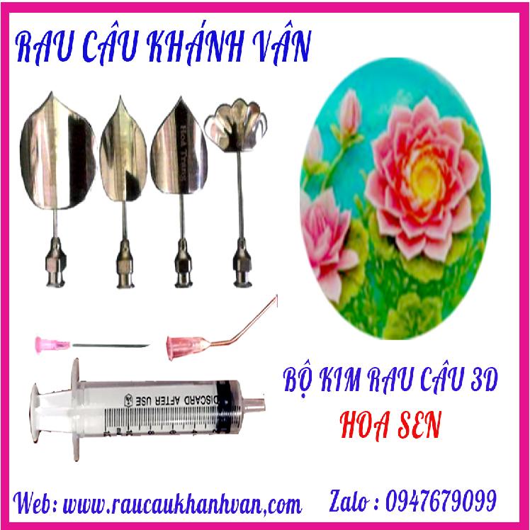 000330K20_Bộ Kim thiết kế vẽ rau câu 3D - Hoa Sen - Tặng kèm Xilanh và 2 kim y tế