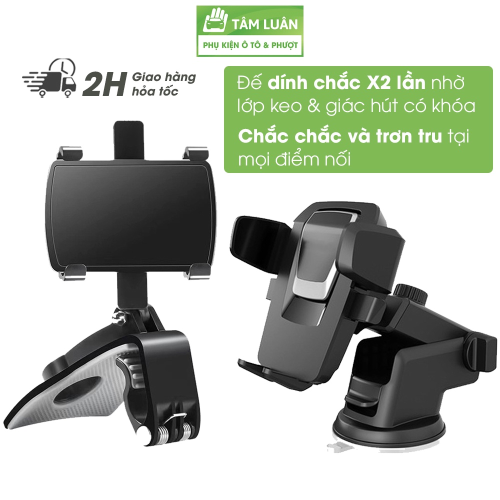 Giá đỡ điện thoại trên ô tô, kẹp điện thoại dán oto 2 lớp hút dính siêu chắc, 360 độ, phụ kiện xe hơi Tâm Luân