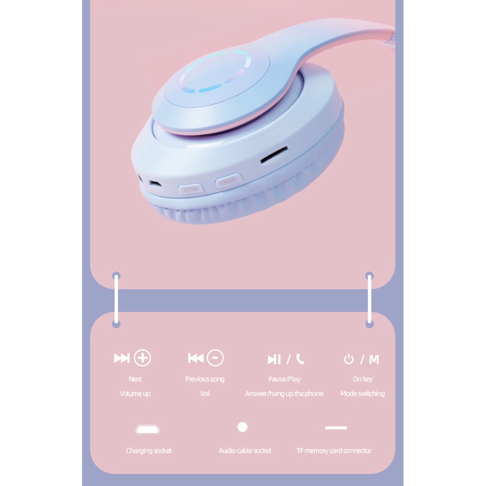 Tai Nghe Bluetooth 5.0 TWS Không Dây B39 Pro Có Đèn LED Hình Tai Mèo Dễ Thương Kèm Mic