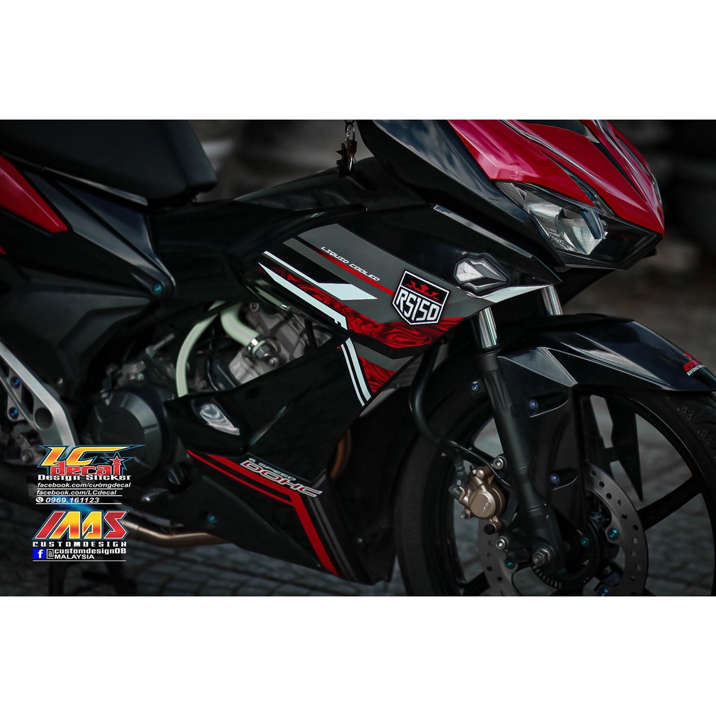 TEM RỜI mẫu RS150R họa tiết bắt mắt cho Winner X đỏ đen - siêu hot 2023