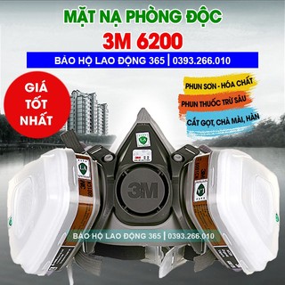 Mặt nạ phun thuốc sâu, phòng độc hóa chất. Trọn bộ mặt nạ 3M 6200 + kính chống bụi