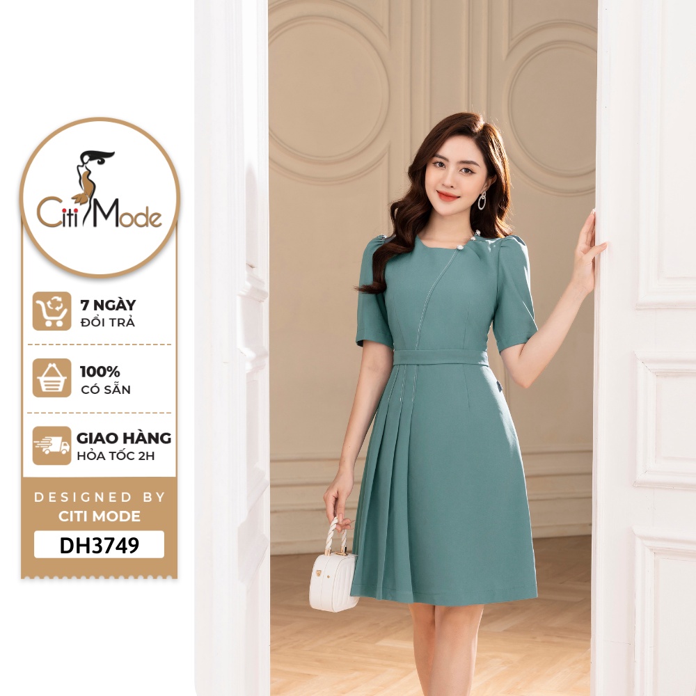 Đầm công sở CITI MODE FASHION thiết kế dáng xòe xanh đá DH3749