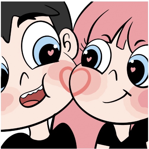 Tranh đính đá 5D hình cặp đôi dễ thương tự làm thủ công đi kèm khung gỗ tranh trí