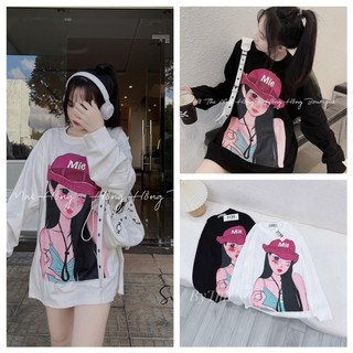 Áo sweater nữ nỉ form rộng, áo nỉ sweater nữ MIE AS95