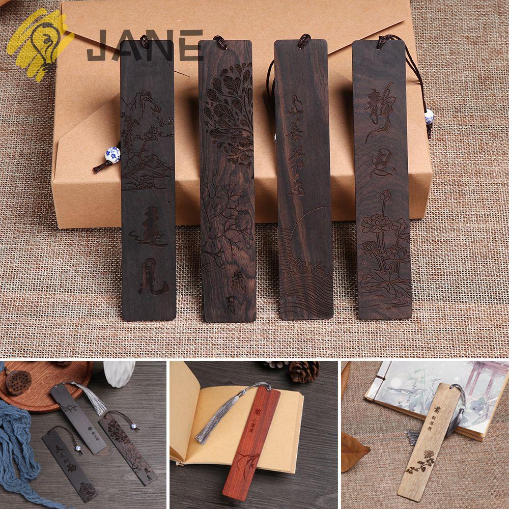 Jane Bookmark Gỗ Trơn Thủ Công Đánh Dấu Trang Sách Cổ Điển