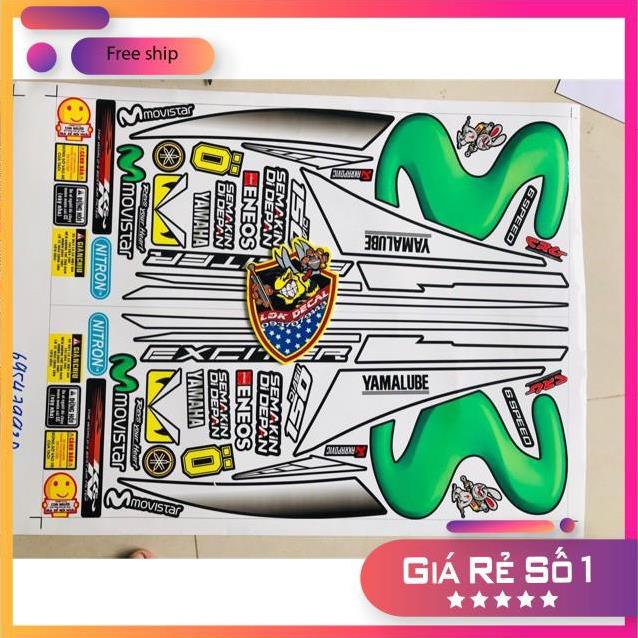 FREE SHIP + QUÀ TẶNG Tem rời xe Exicter 150 Movistar dán xe đen
