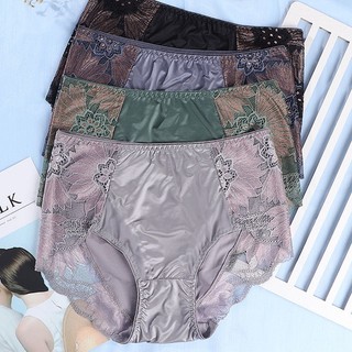 Quần lót cotton lưng cao không đường may phối ren quyến rũ cho nữ