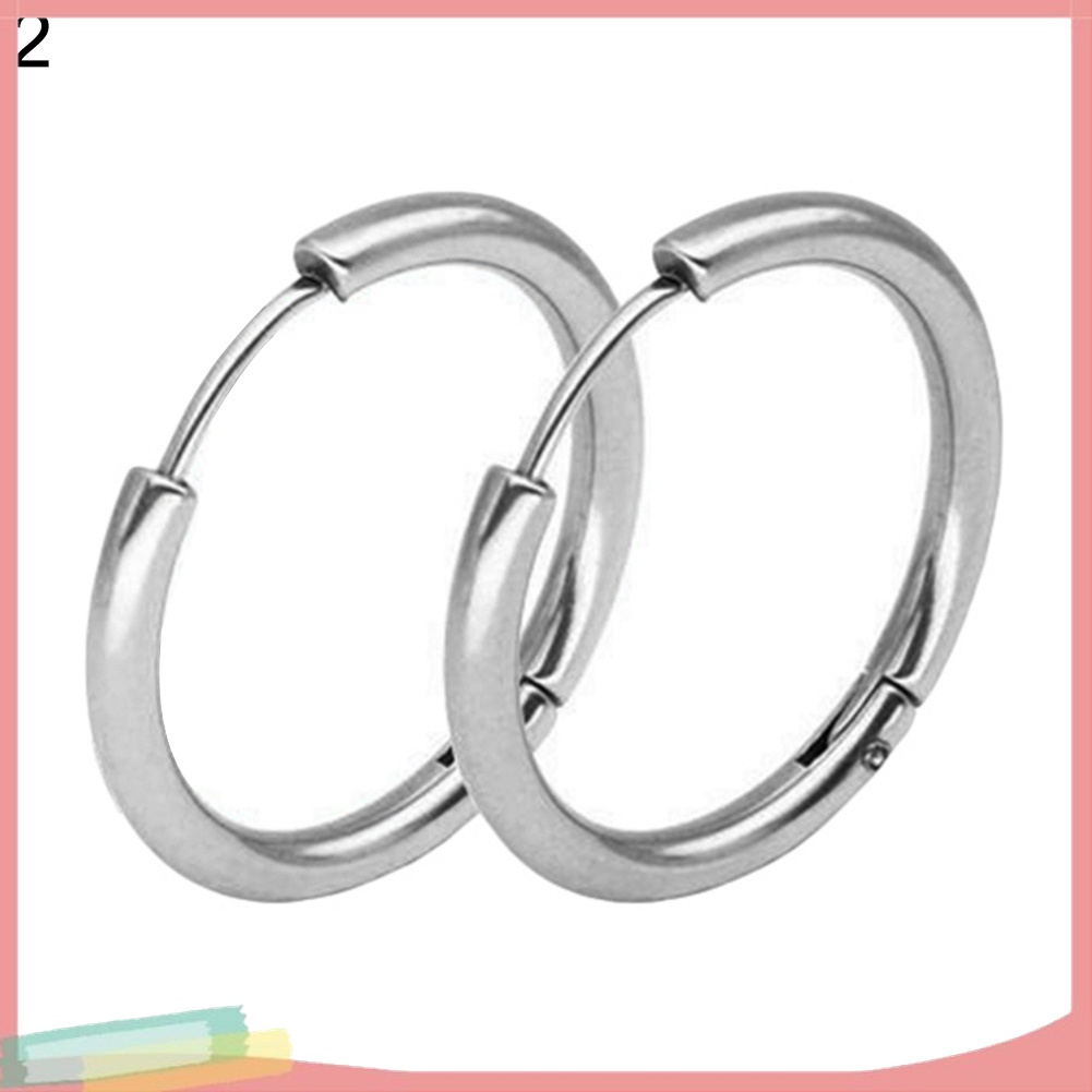 1 Đôi Khuyên Tai Tròn Chất Liệu Thép Không Gỉ Thời Trang
