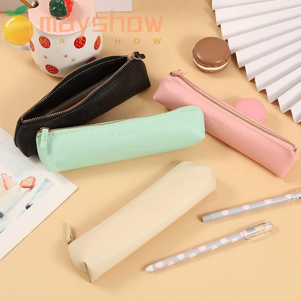 Túi Đựng Bút Bằng Da PU Có Khóa Kéo Thiết Kế Nhỏ Gọn Tiện Dụng
