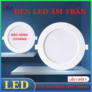 Đèn âm trần thạch cao tường led downlight tròn bảo hành 12 tháng siêu mỏng